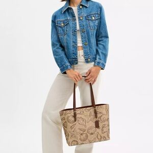 NWT Coach Mollie Tote Bag In Signature Canvas With Shell Print CBH64